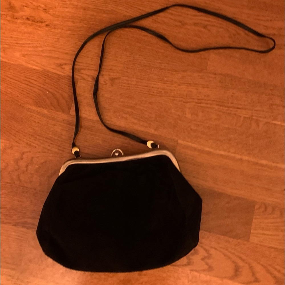 Eaton Vintage Black Suede Clutch Purse